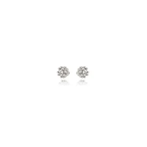 Brinco Segundo Furo Flor Cravejada Banho Platina Zircônia
