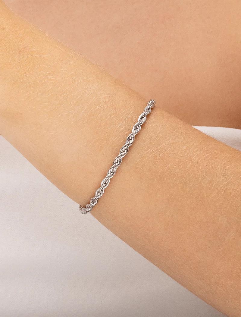 Pulseira Cordão Baiano 4MM Banho Ródio - Image 3