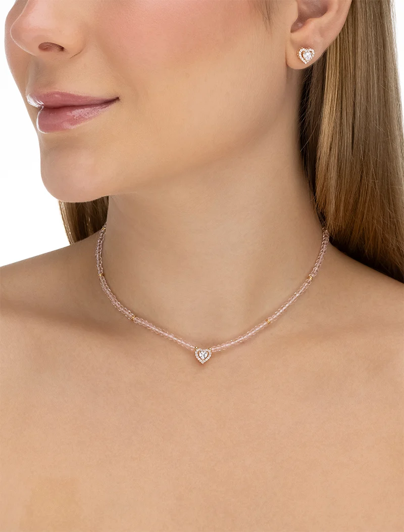 Conjunto Teen Delicado Coração Cravejado Banho Ouro 18K Cristal Zircônia - Image 3
