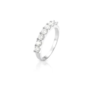 Anel Meia Aliança 3MM Prata 925 Moissanite