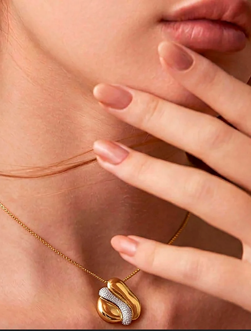 Conjunto Orgânico Meio Cravejado Banho Ouro 18k Zircônia - Image 4