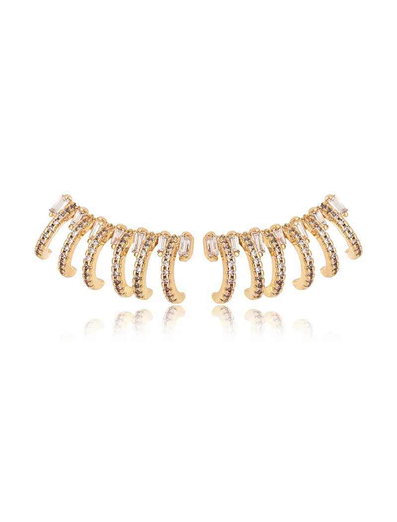 Brinco Earcuff Cravejado Vazado Zircônia Banho Ouro 18k - Image 2