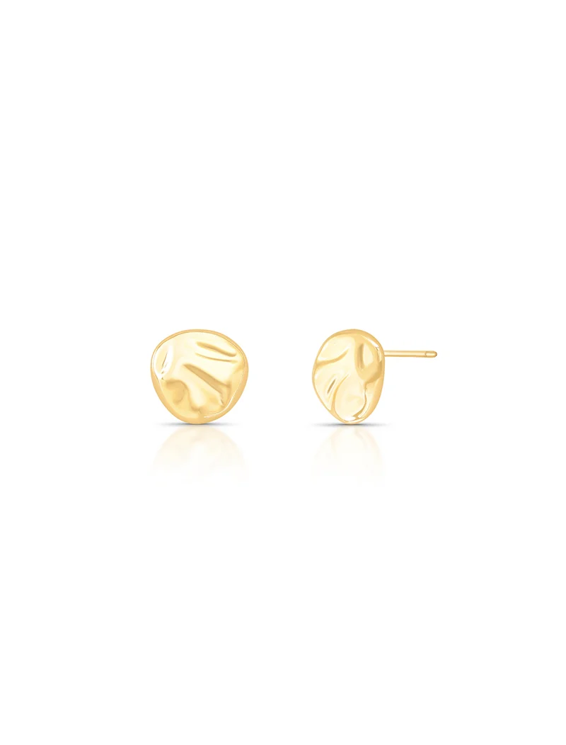 Brinco Oval Amassado Liso Banho Ouro 18k - Image 2