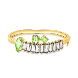 Pulseira Bracelete Geométrico Banho Ouro 18k Cristais