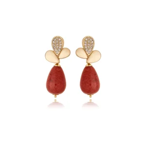 Brinco Base Gotas Lisas Cravejada Banho Ouro 18k Jade