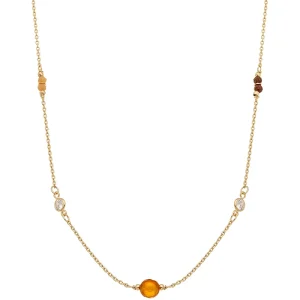 Colar Longo Pontos de Luz Banho Ouro 18k Cristal Jade