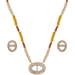 Conjunto Pingente Banho Ouro 18k Cristais