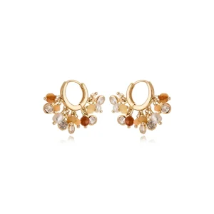 Brinco Click Cacho Banho Ouro 18k Cristal Jade