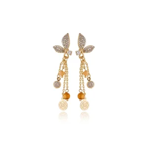 Brinco Base Cravejada Cacho Banho Ouro 18k