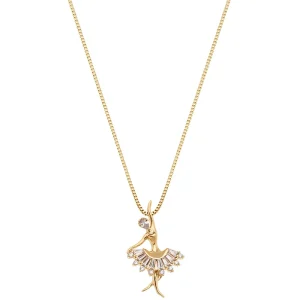 Colar Infantil Bailarina Cravejada Banho Ouro 18k