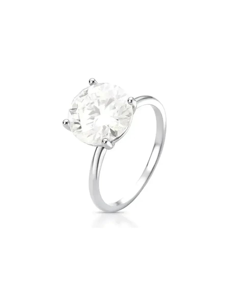 Anel Solitário 10MM Prata 925 Moissanite