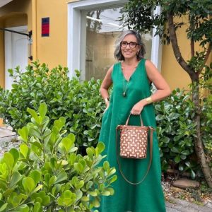 Vestido Paula Linho Verde Esmeralda EZILDINHA
