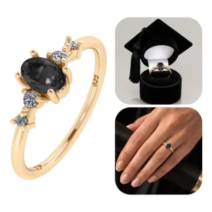 Anel Formatura Diversas Areas Prata 925 Dourada 18k + Capelo Onix 22-23