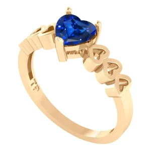 Anel Luxo Coração Prata 925 Dourada A Ouro 18k - Safira
