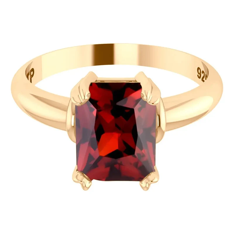 Anel Vintage Granada Prata 925 Dourada Ouro 18k - Feminino - Image 7