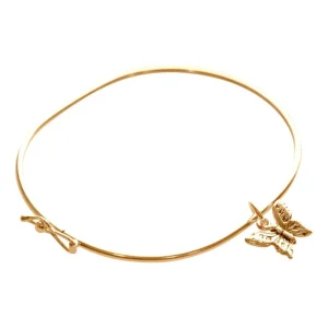 Pulseira Bracelete Prata 925 Dourada 18k Rígido - Borboleta Dourado