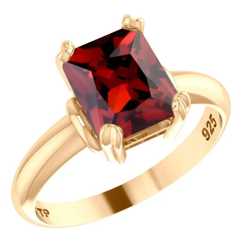Anel Vintage Granada Prata 925 Dourada Ouro 18k - Feminino - Image 2