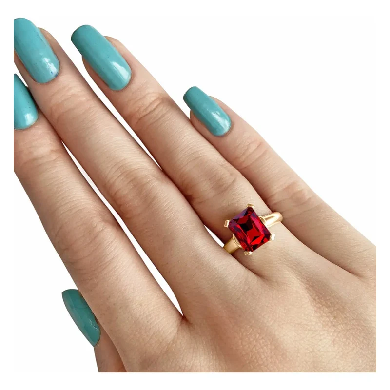 Anel Vintage Granada Prata 925 Dourada Ouro 18k - Feminino - Image 3