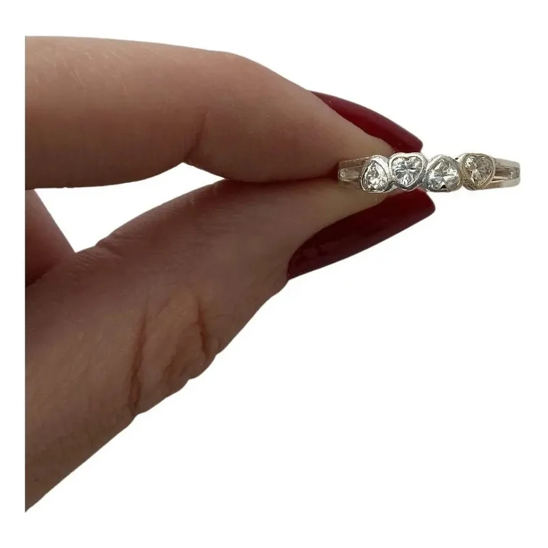 Anel Luxo Pura Prata 925 Corações Zirconias - Exclusivo - Image 6