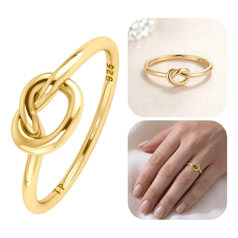 Anel Nozinho Prata 925 Dourada 18k - Fio Redondo - Image 2