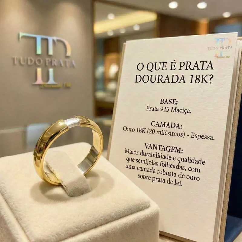 Anel London De Prata 925 Dourada Ouro 18k - Água Marinha - Image 8