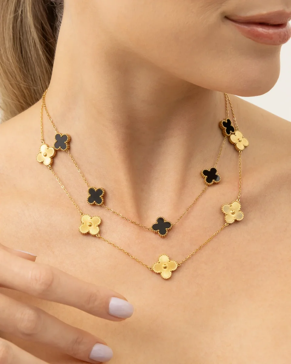 Colar Trevos Dourados Banhado a Ouro 18k - Image 3