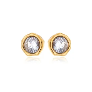 Brinco Ponto de Luz Orgânico Banhado a Ouro 18k