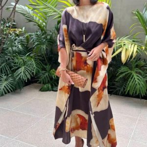 Kaftan Longo Seda Estampa EZILDINHA