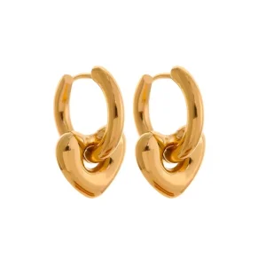 Brinco Argolinha com Coração Removível Banhado a Ouro 18k