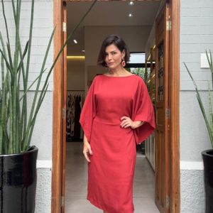 Vestido Midi em Seda Pura EZILDINHA