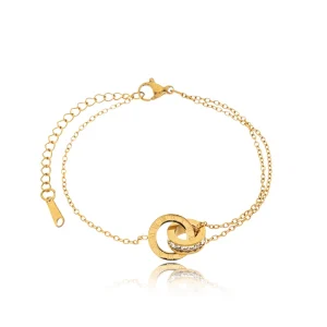 Pulseira Círculos Entrelaçados Banhada a Ouro 18k