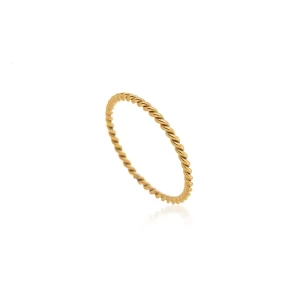 Anel Torcido Fino Banhado a Ouro 18k