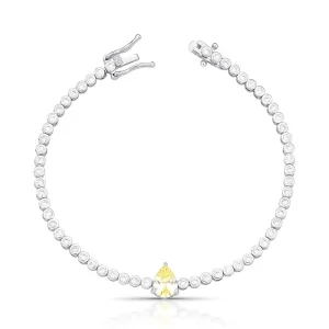 Pulseira Riviera Gota Cravejada Banho Ródio Cristal