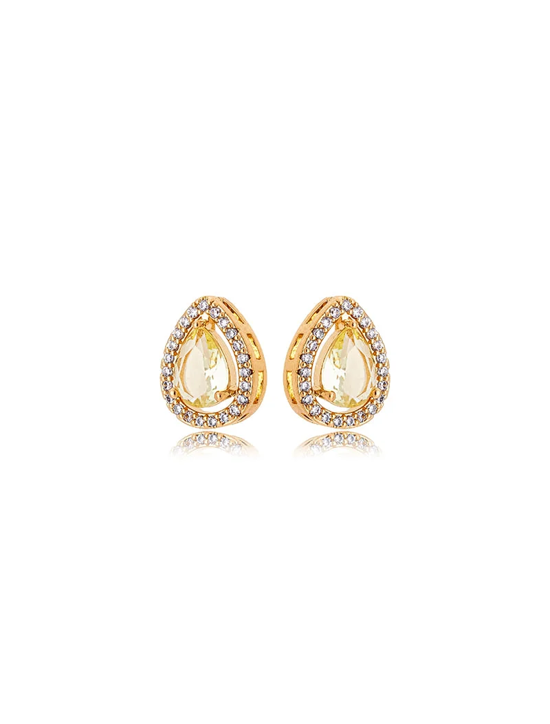 Brinco Gotinha Volta Cravejada Banho Ouro 18K Cristal - Image 8