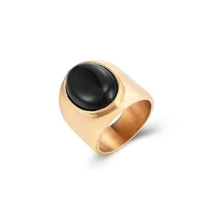 Anillo Grande Ovalado Onix Negro
