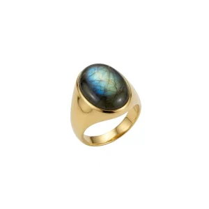 Anillo Óvalo XL de Piedra Natural · Dorado