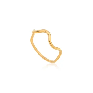 Anel Ondulado Banhado a Ouro 18k