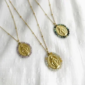 Collar Virgen Milagrosa y Piedras