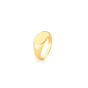 Anel Sinete Frente Lisa Banho Ouro 18K