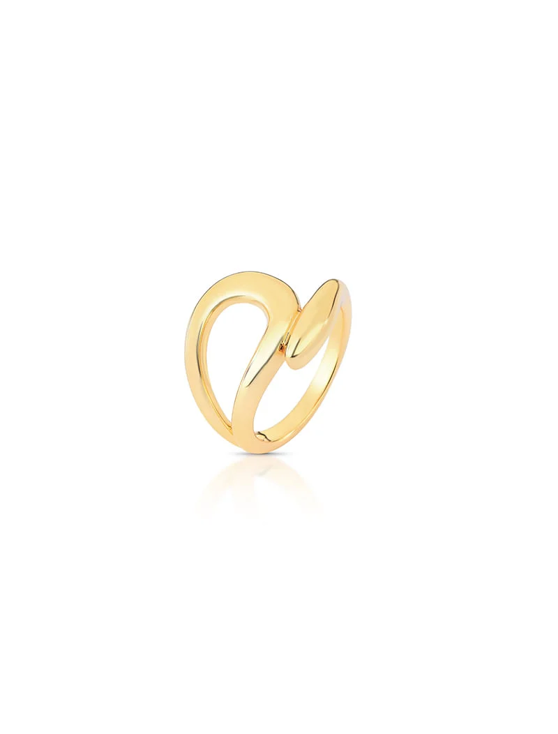 Anel Abaulado Vazado Liso Banho Ouro 18k - Image 2