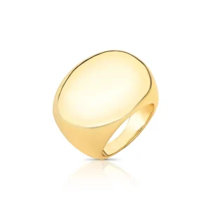 Anel Liso Oval Abaulado Banho Ouro 18k