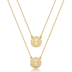 Colar Escapulário Medalha São Bento Banho Ouro 18k