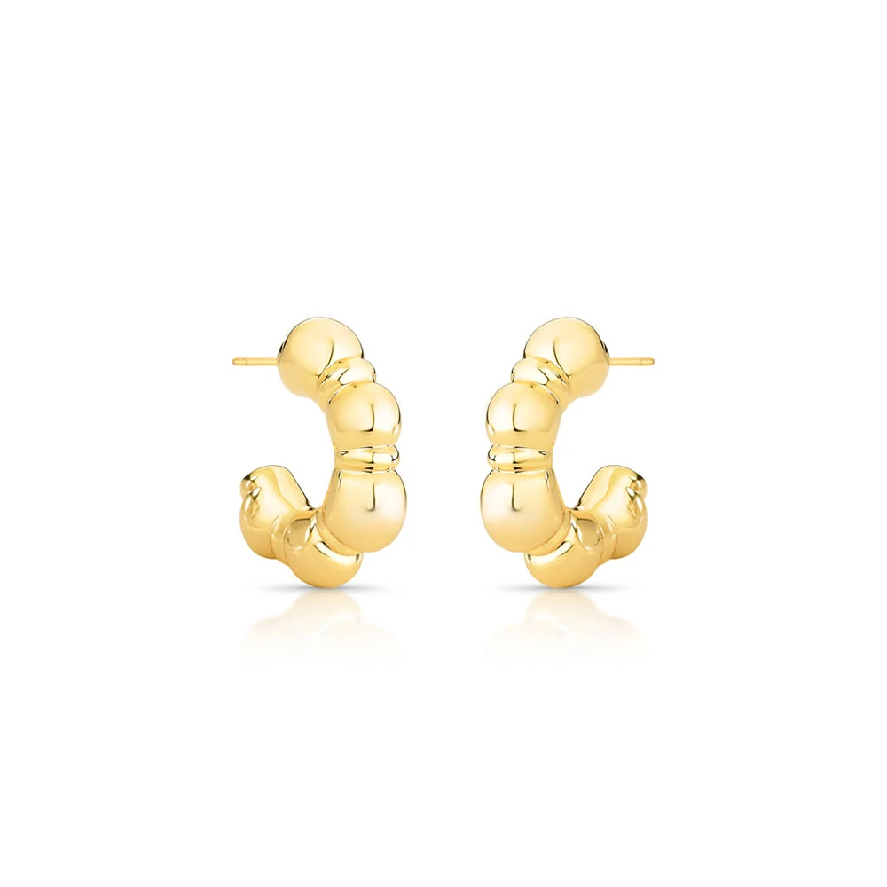 Brinco Argola Aberta Orgânica Lisa Banho Ouro 18K - Image 2