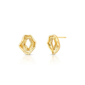 Brinco Liso Orgânico Banho Ouro 18K