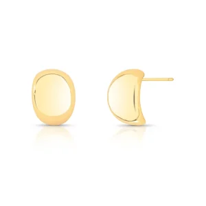 Brinco Meia Lua Oval Liso Banho Ouro 18K