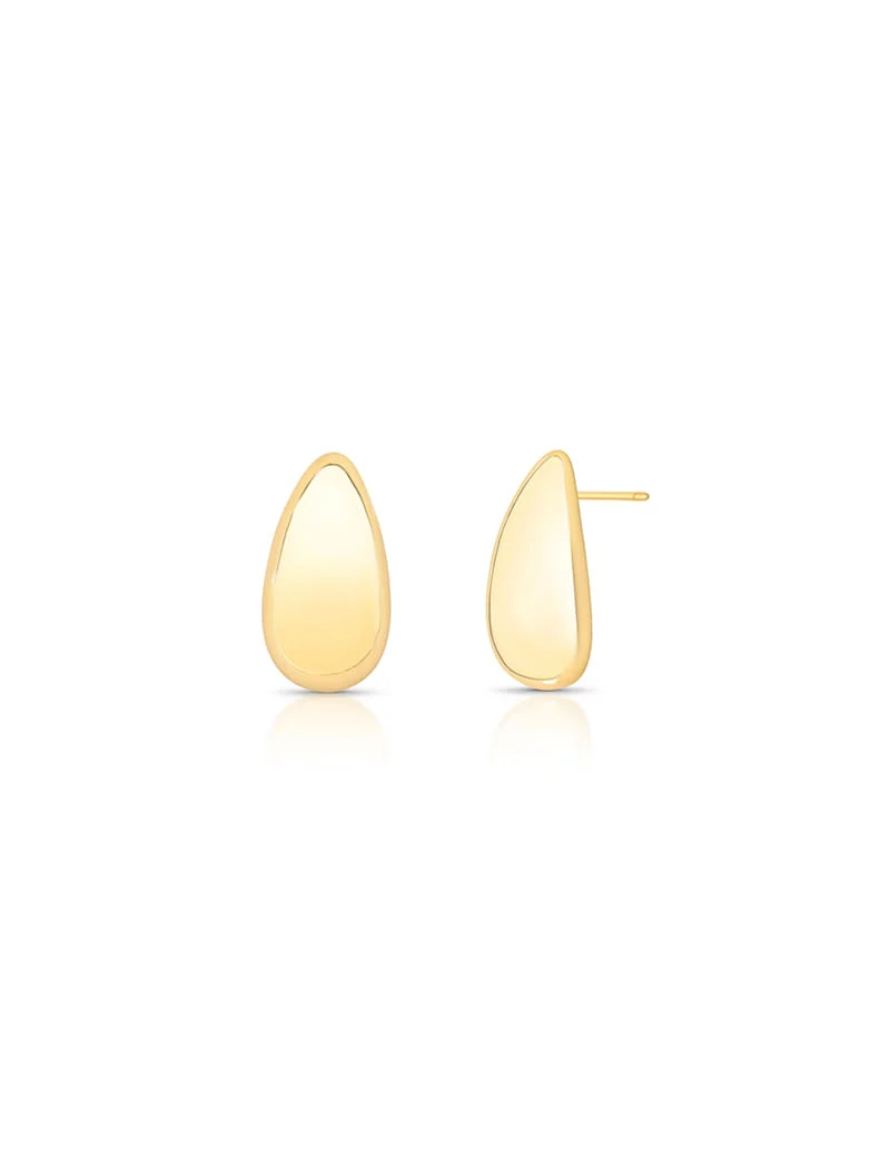 Brinco Liso Gota Banho Ouro 18k