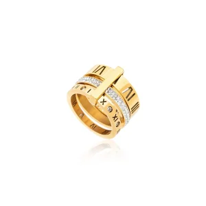 Anel Triplo Roma Banhado a Ouro 18k