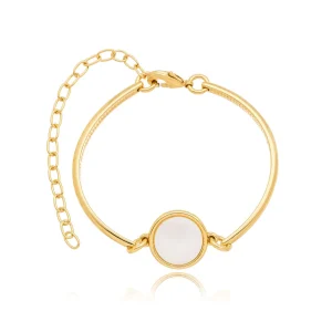Pulseira Pingente Banho Ouro 18K Madrepérola