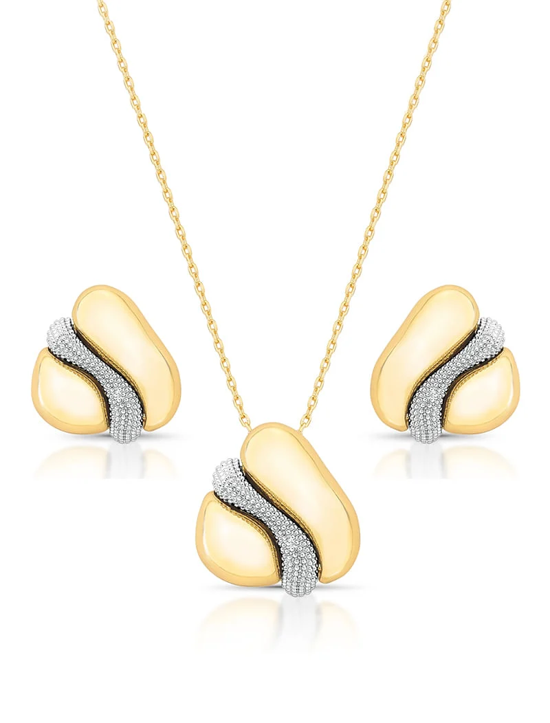 Conjunto Orgânico Meio Cravejado Banho Ouro 18k Zircônia - Image 2