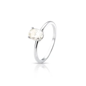 Anel Solitário Oval 5MM Prata 925 Moissanite